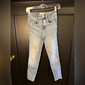 We the Free by Free People Woman’s Light Blue High Waist Skinny Frayed Jeans